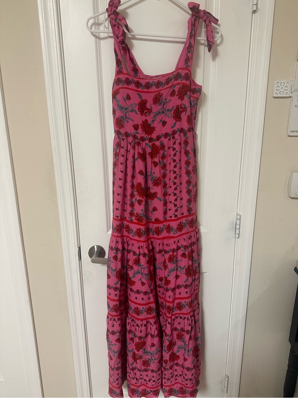 Beach Riot Hot Pink Floral Tie-Shoulder Maxi Dress - Picture 6 of 12